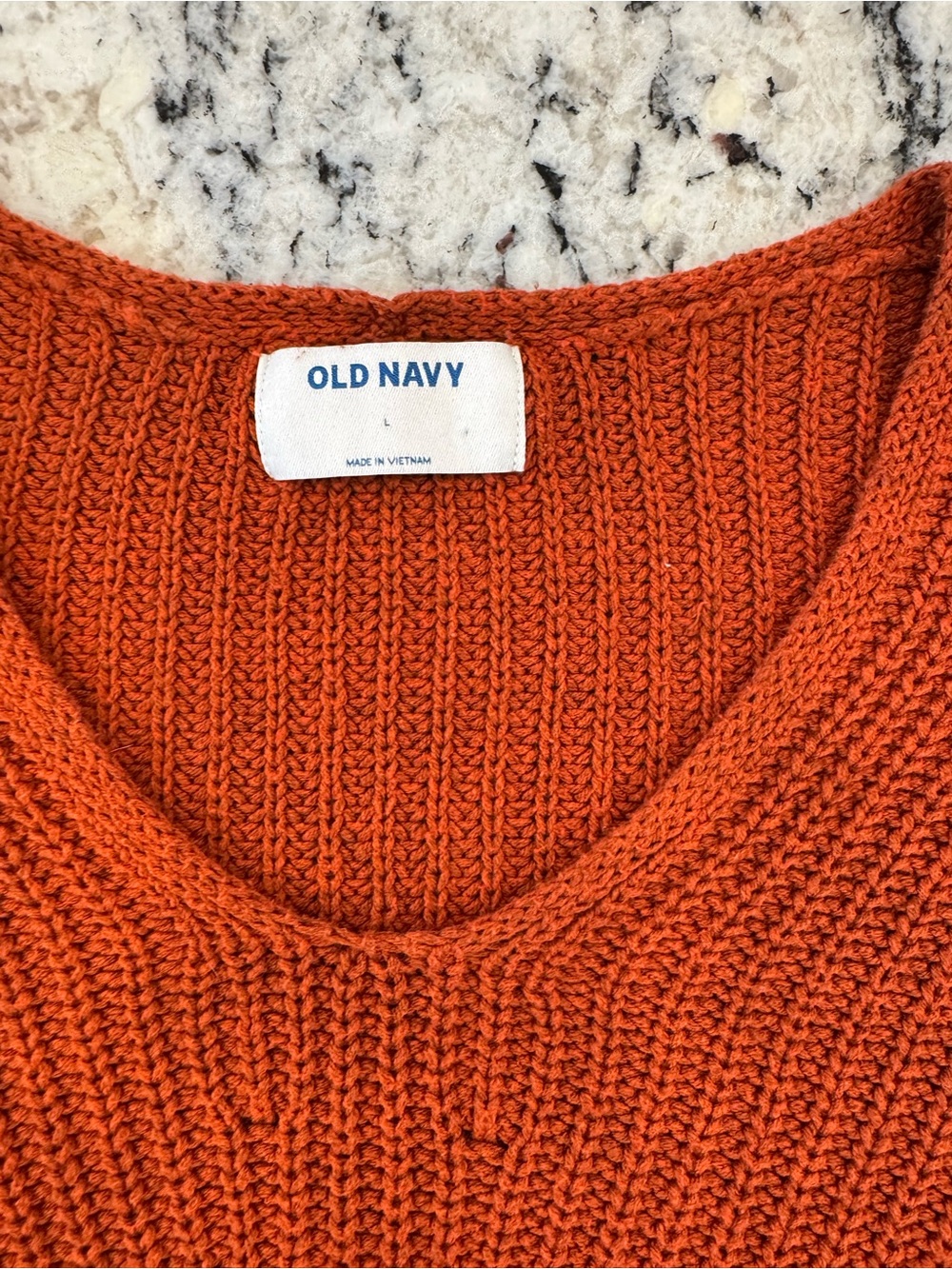 Old Navy Rust Orange Chunky Knit V Neck Sweater Size L Oversized - Picture 5 of 11